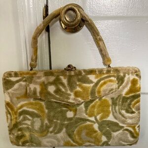 Vintage retro Lewis chenille carpet purse 1960 grannycore tapestry